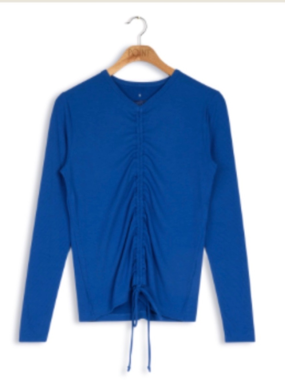 Point Collection royal blue ruched ribbed s tee shirt EUC